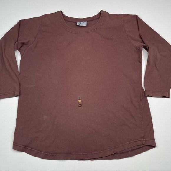 Vintage Mishi Top Lagenlook Tee Brown Boho Bohemian Hippie Minimalist Neurtral - Picture 1 of 13